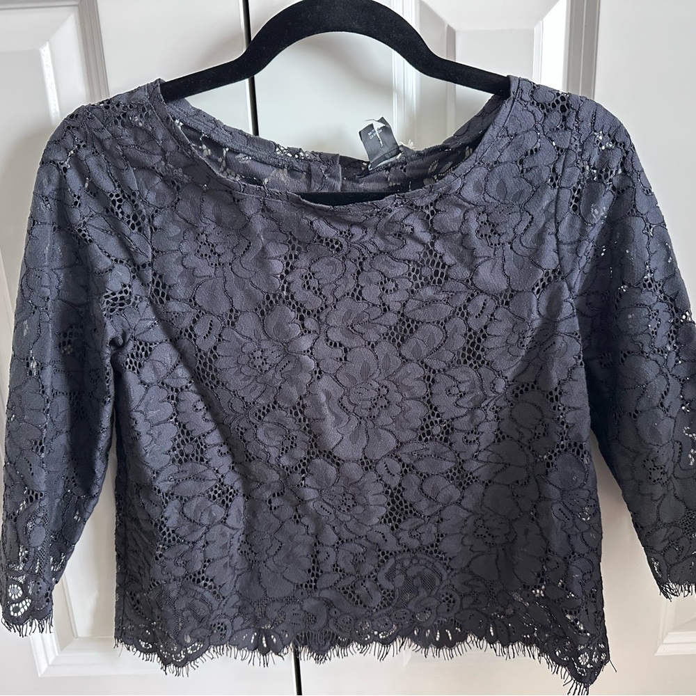 Club Monaco Lace Blouse in Charcoal